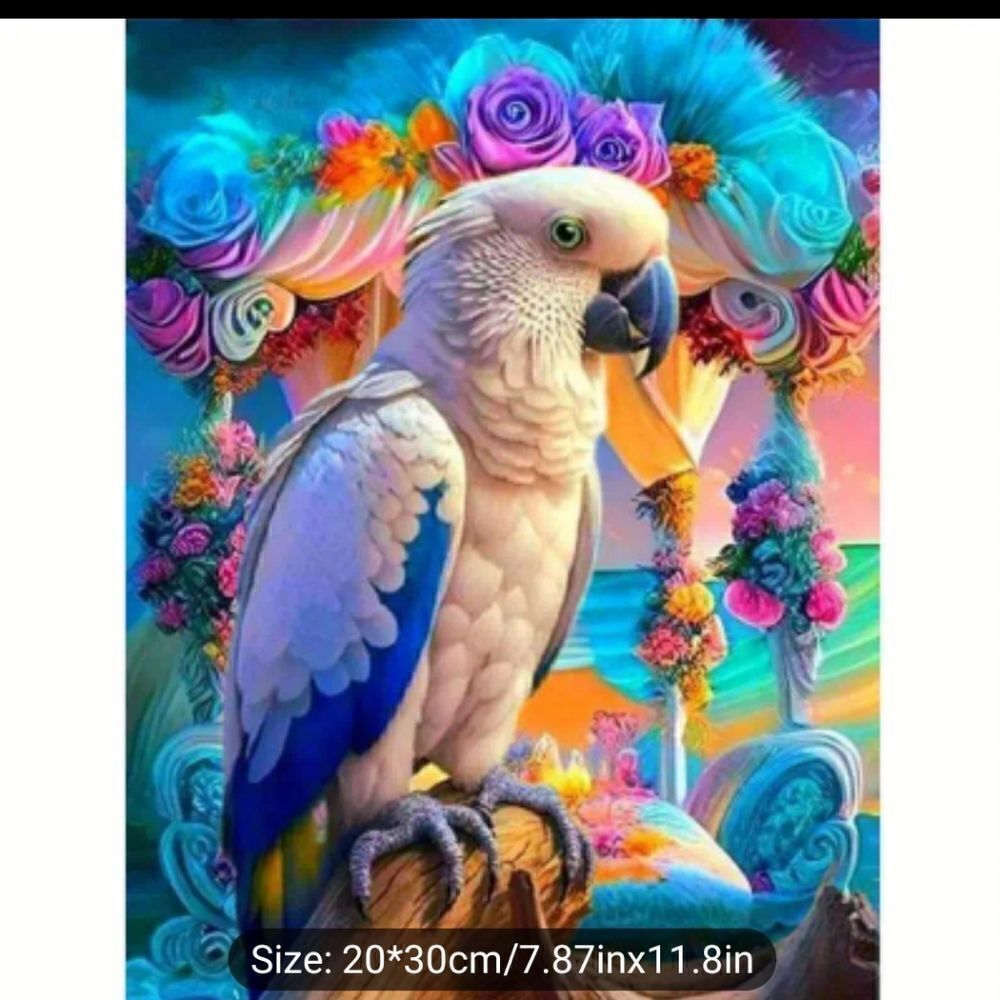 Diamond Painting Kit,  Parrot bird, measures 20 x 30 cm